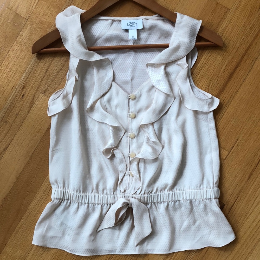Loft Sleeveless Ruffle Dress Shirt